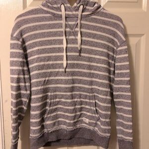 Purple and white striped Garage hooded sweatshirt with pocket